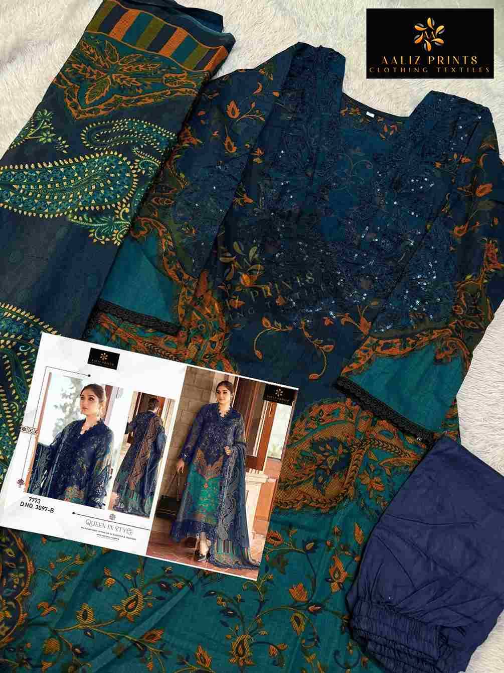 Aaliz 3097 Colours By Aaliz Prints 3097-A To 3097-B Series Beautiful Festive Pakistani Suits Stylish Fancy Colorful Casual Wear & Ethnic Wear Pure Cotton Digital Print Dresses At Wholesale Price