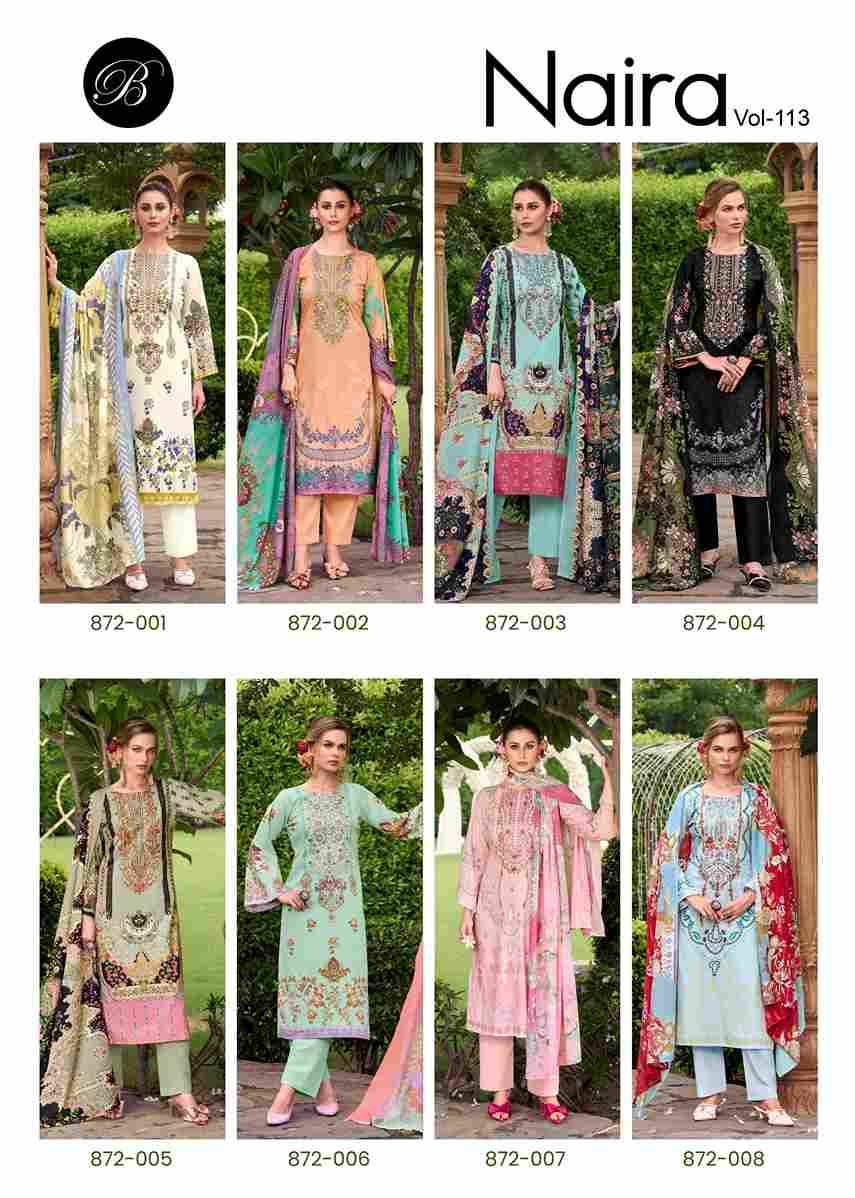 Naira Vol-113 By Belliza 872-001 To 872-008 Series Beautiful Festive Suits Stylish Fancy Colorful Casual Wear & Ethnic Wear Pure Cotton Print Dresses At Wholesale Price