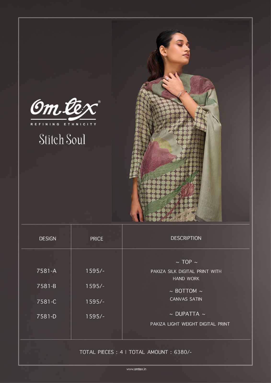 Stitch Soul By Om Tex 7581-A To 7581-D Series Beautiful Suits Stylish Fancy Colorful Party Wear & Ethnic Wear Silk Dresses At Wholesale Price
