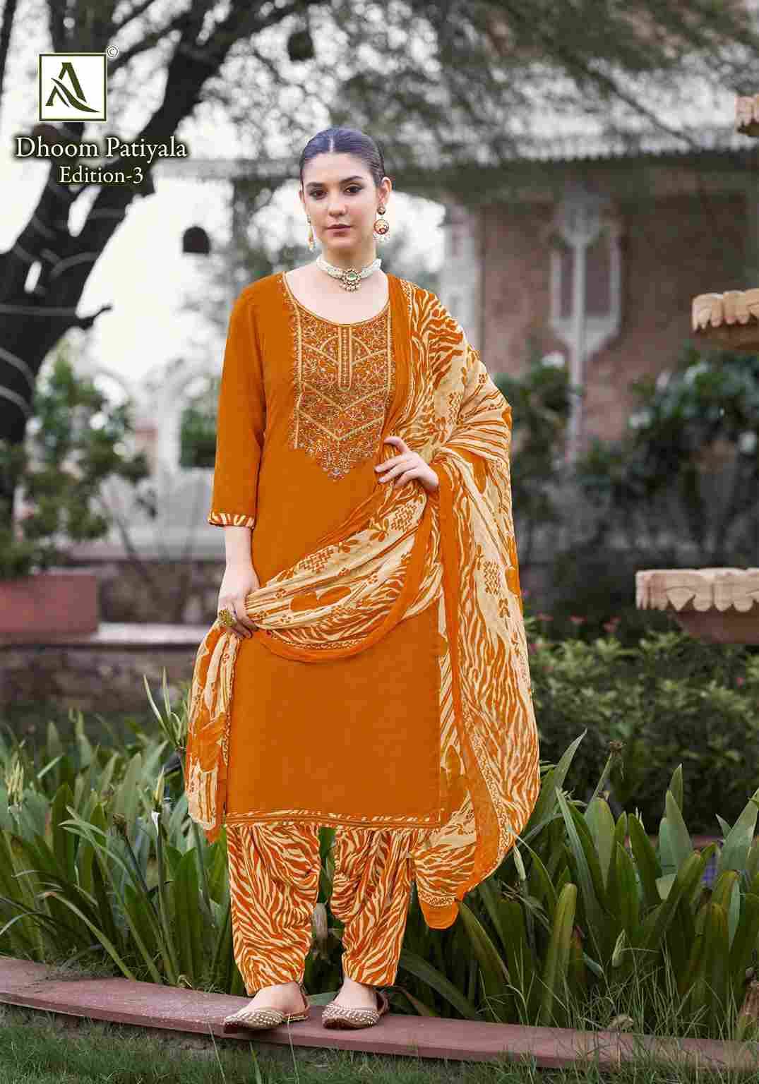 Dhoom Patiyala Vol-3 By Alok Suit 2051-860-01 To 2051-860-08 Series Beautiful Festive Suits Colorful Stylish Fancy Casual Wear & Ethnic Wear Pure Viscose Rayon Dresses At Wholesale Price