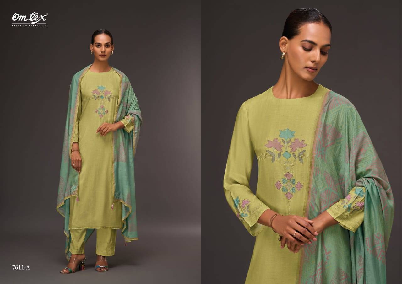 Chic Vibe By Om Tex 7611-A To 7611-D Series Beautiful Suits Stylish Fancy Colorful Party Wear & Ethnic Wear Satin Dresses At Wholesale Price