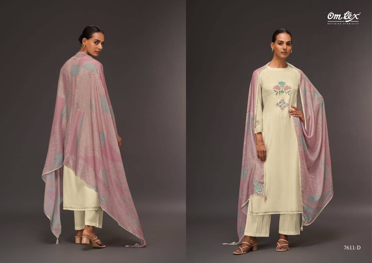 Chic Vibe By Om Tex 7611-A To 7611-D Series Beautiful Suits Stylish Fancy Colorful Party Wear & Ethnic Wear Satin Dresses At Wholesale Price