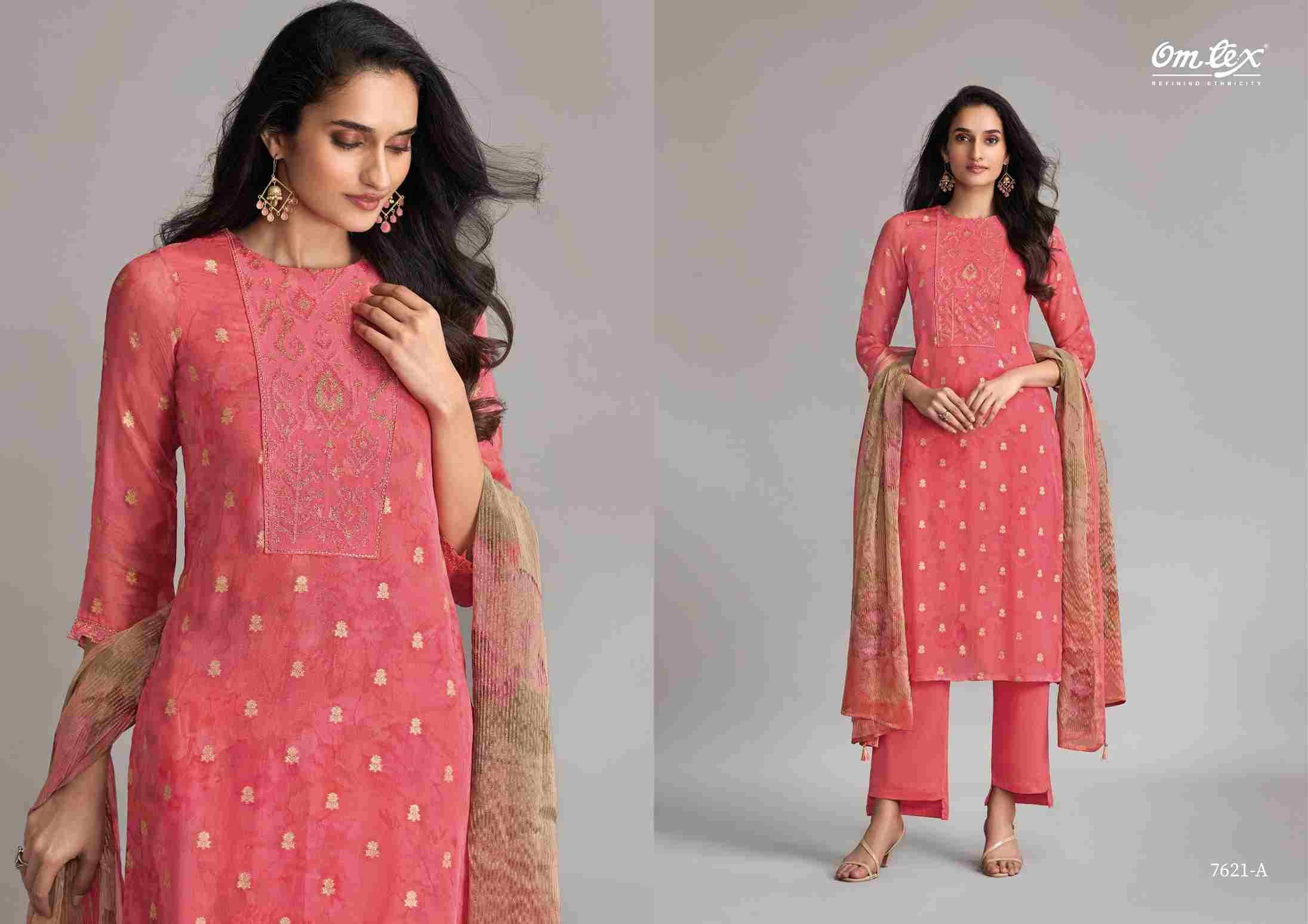 Neelpari By Om Tex 7621-A To 7621-C Series Beautiful Suits Stylish Fancy Colorful Party Wear & Ethnic Wear Organza Jacquard Dresses At Wholesale Price
