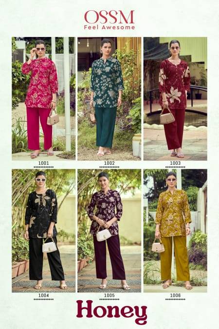 Honey By Ossm 1001 To 1006 Series Designer Stylish Fancy Colorful Beautiful Party Wear & Ethnic Wear Collection Vetican Co-Ord At Wholesale Price