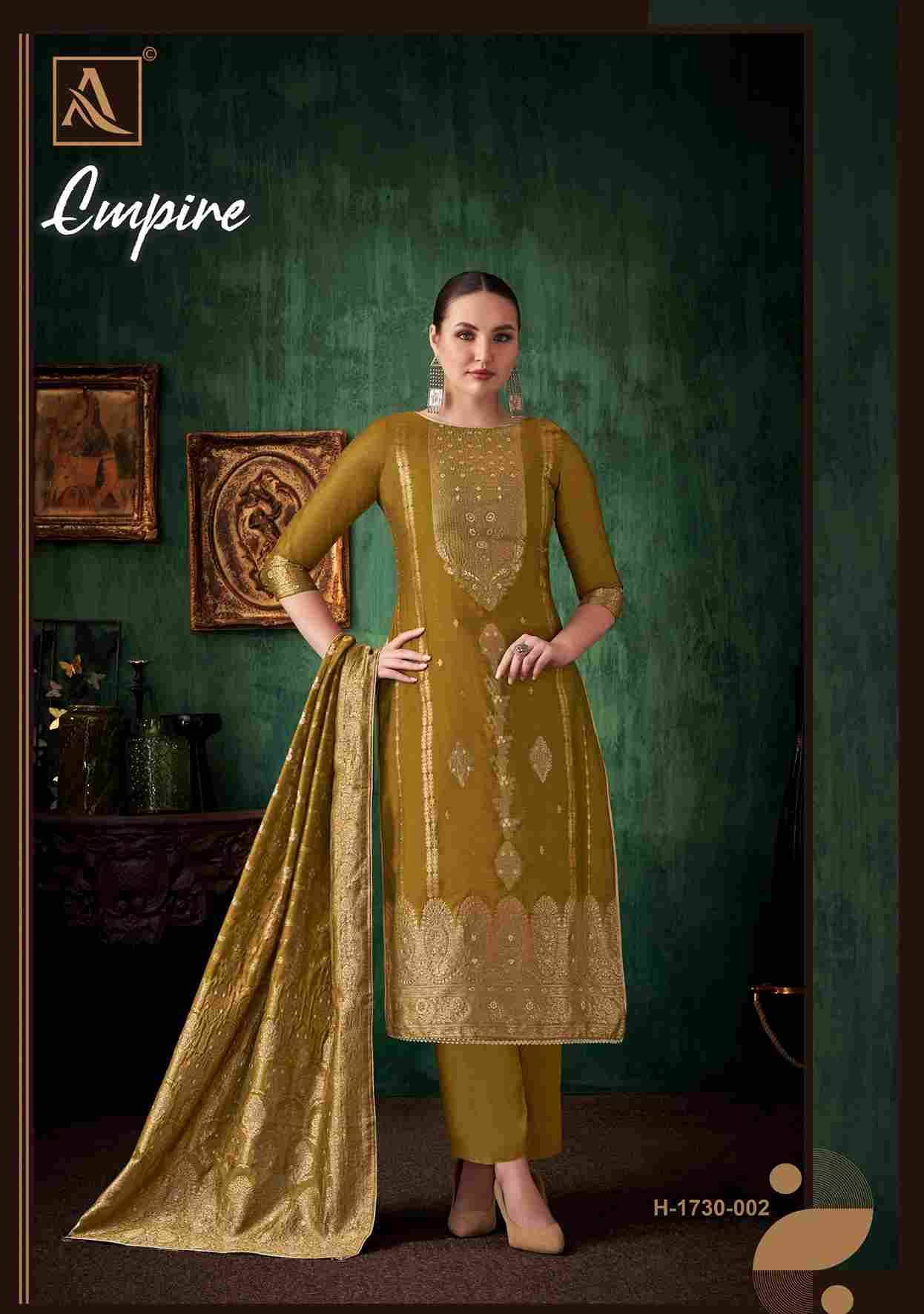 Empire By Alok Suit 1730-001 To 1730-006 Series Beautiful Festive Suits Colorful Stylish Fancy Casual Wear & Ethnic Wear Pure Jacquard Dresses At Wholesale Price