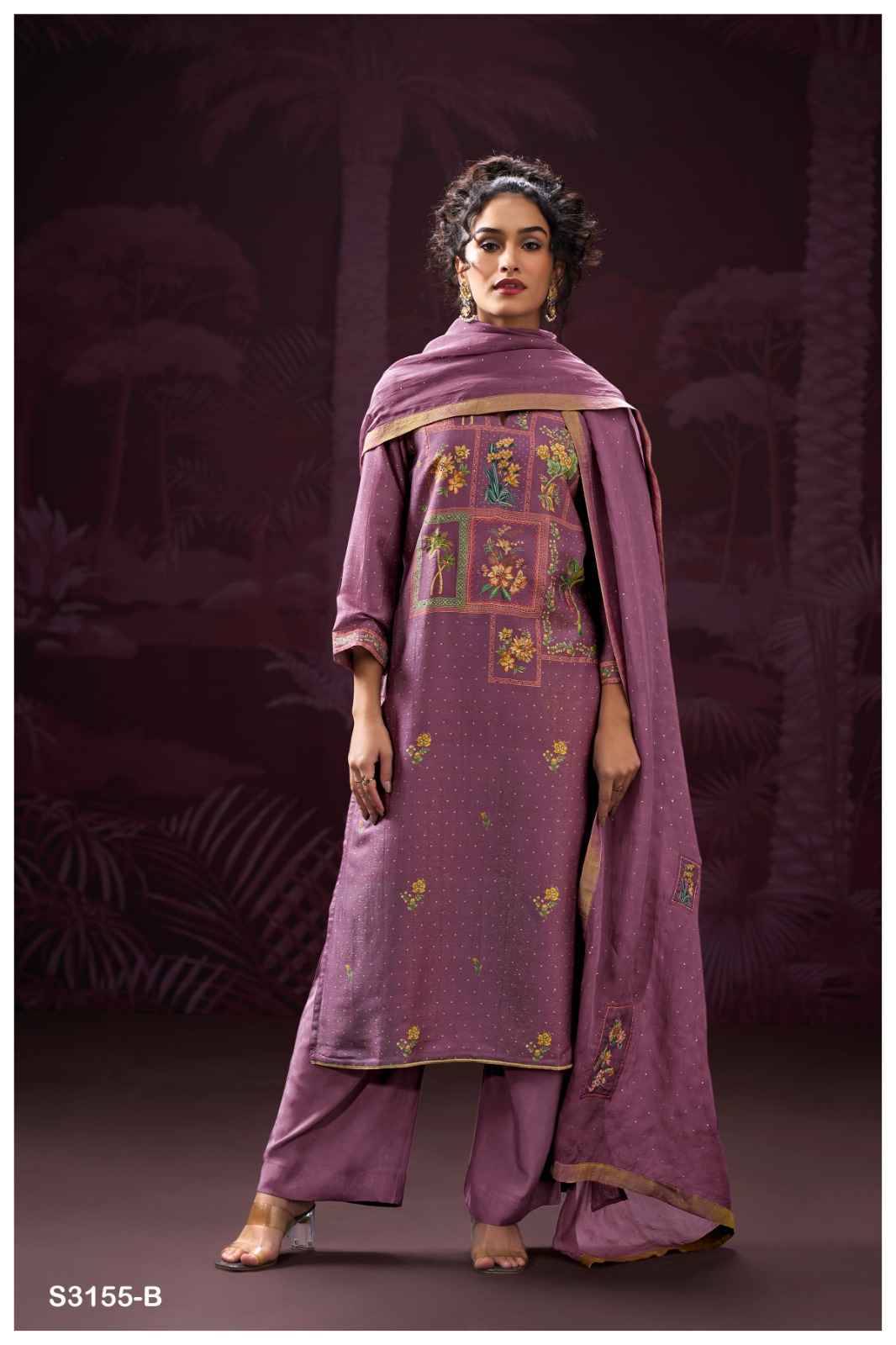 Gathika-3155 By Ganga Fashion 3155-A To 3155-D Series Beautiful Festive Suits Colorful Stylish Fancy Casual Wear & Ethnic Wear Pure Bemberg Silk Jacquard Dresses At Wholesale Price