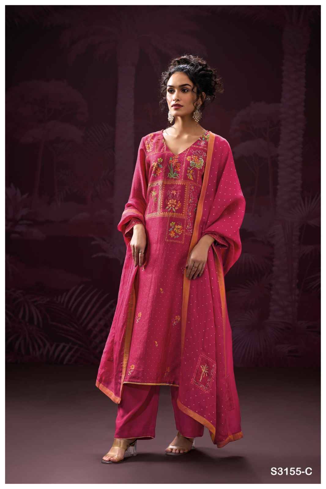 Gathika-3155 By Ganga Fashion 3155-A To 3155-D Series Beautiful Festive Suits Colorful Stylish Fancy Casual Wear & Ethnic Wear Pure Bemberg Silk Jacquard Dresses At Wholesale Price
