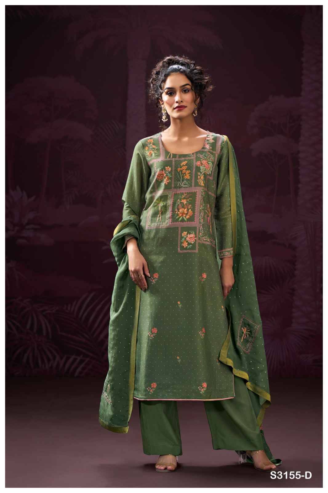 Gathika-3155 By Ganga Fashion 3155-A To 3155-D Series Beautiful Festive Suits Colorful Stylish Fancy Casual Wear & Ethnic Wear Pure Bemberg Silk Jacquard Dresses At Wholesale Price