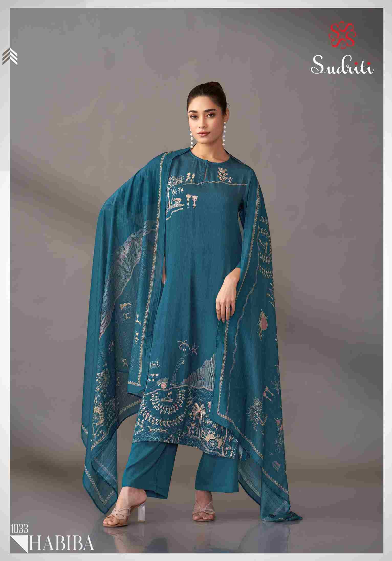 Habiba By Sudriti Beautiful Stylish Festive Suits Fancy Colorful Casual Wear & Ethnic Wear & Ready To Wear Satin Print Dresses At Wholesale Price