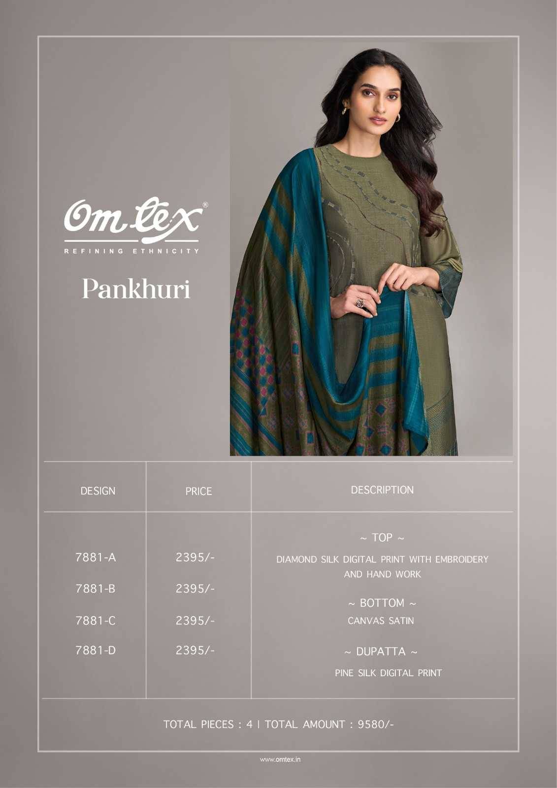 Pankhuri By Om Tex 7881-A To 7881-D Series Beautiful Suits Stylish Fancy Colorful Party Wear & Ethnic Wear Silk Dresses At Wholesale Price