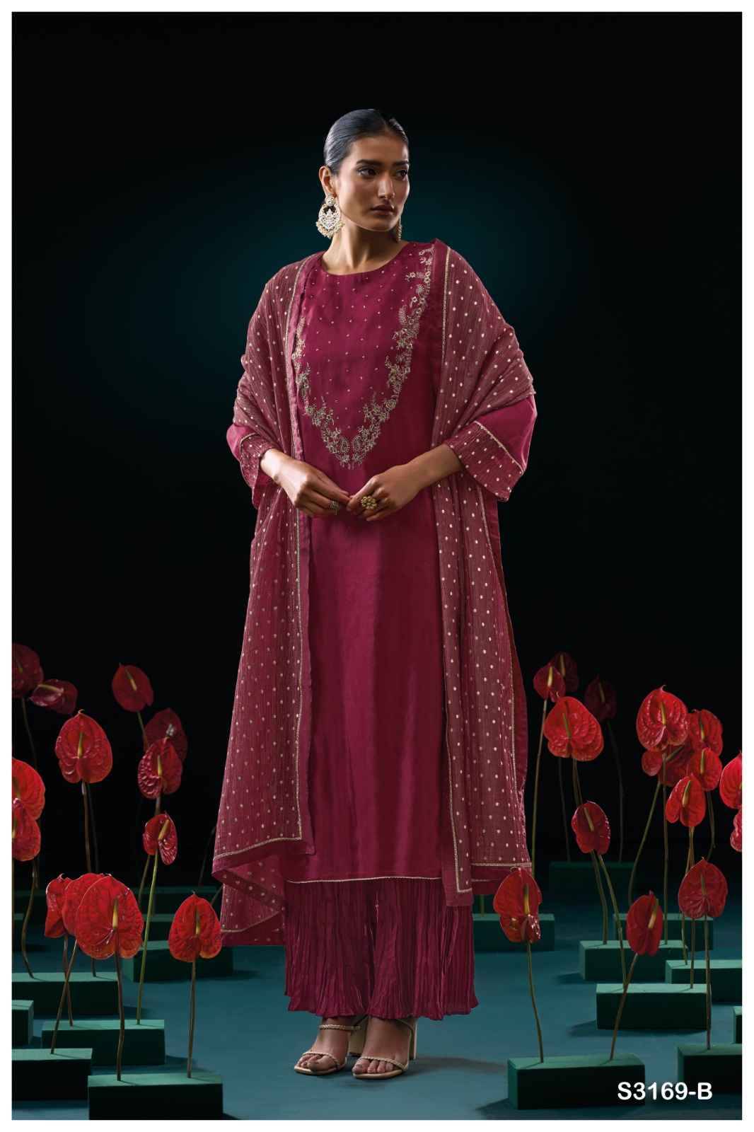 Lillias-3169 By Ganga Fashion 3169-A To 3169-C Series Beautiful Festive Suits Colorful Stylish Fancy Casual Wear & Ethnic Wear Pure Bemberg Silk Dresses At Wholesale Price