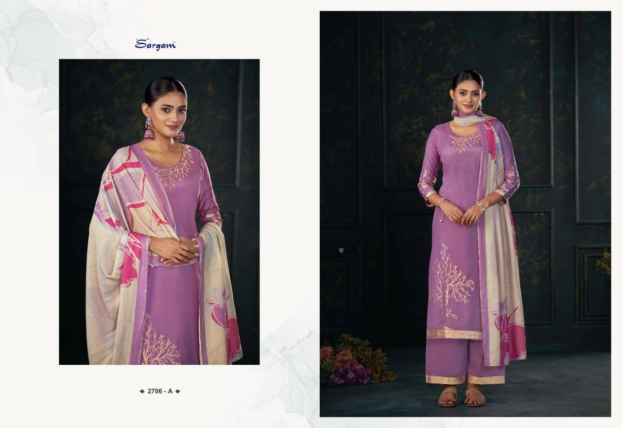 Khushali Vol-2 By Sargam Prints 2706-A To 2706-D Series Beautiful Festive Suits Stylish Fancy Colorful Casual Wear & Ethnic Wear Pure Bemberg Muslin Jacquard Print Dresses At Wholesale Price