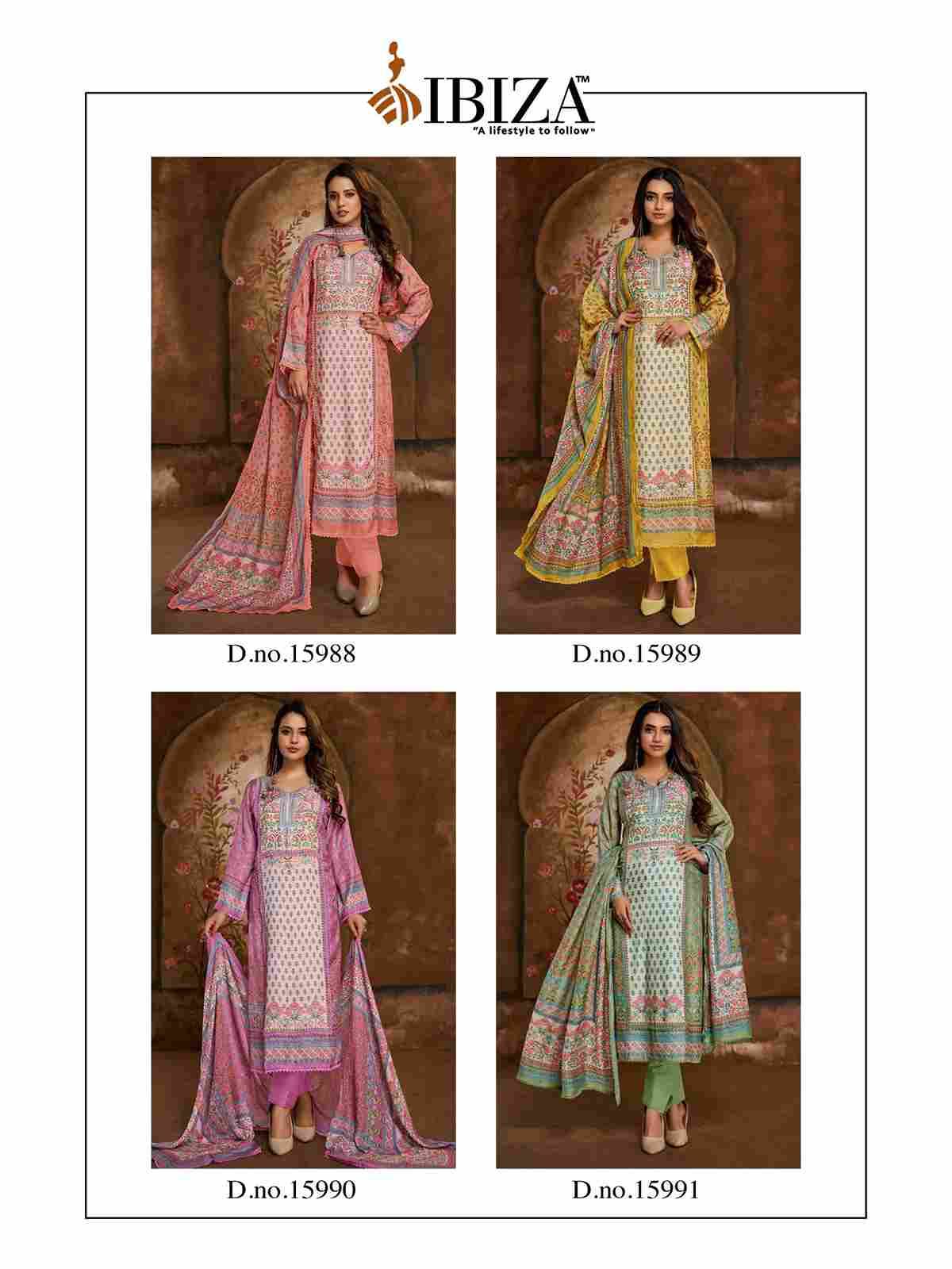 Harlins By Ibiza 15988 To 15991 Series Designer Festive Suits Beautiful Fancy Stylish Colorful Party Wear & Occasional Wear Pure Bemberg Muslin Dresses At Wholesale Price