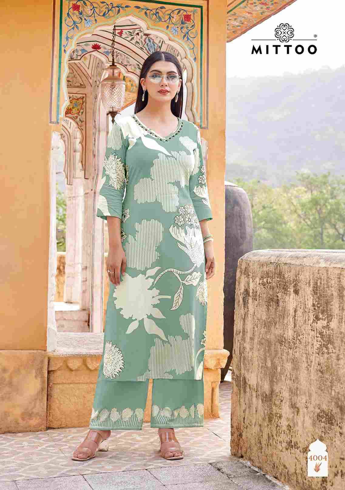 Naisha By Mittoo 4001 To 4006 Series Designer Stylish Fancy Colorful Beautiful Party Wear & Ethnic Wear Collection Rayon Print Kurtis With Bottom At Wholesale Price
