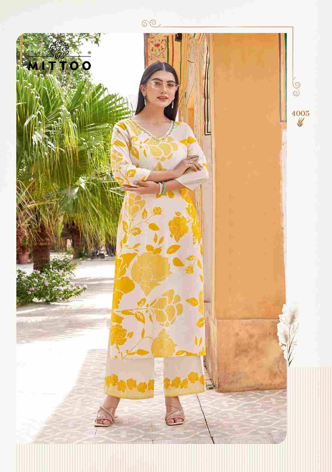 Naisha By Mittoo 4001 To 4006 Series Designer Stylish Fancy Colorful Beautiful Party Wear & Ethnic Wear Collection Rayon Print Kurtis With Bottom At Wholesale Price