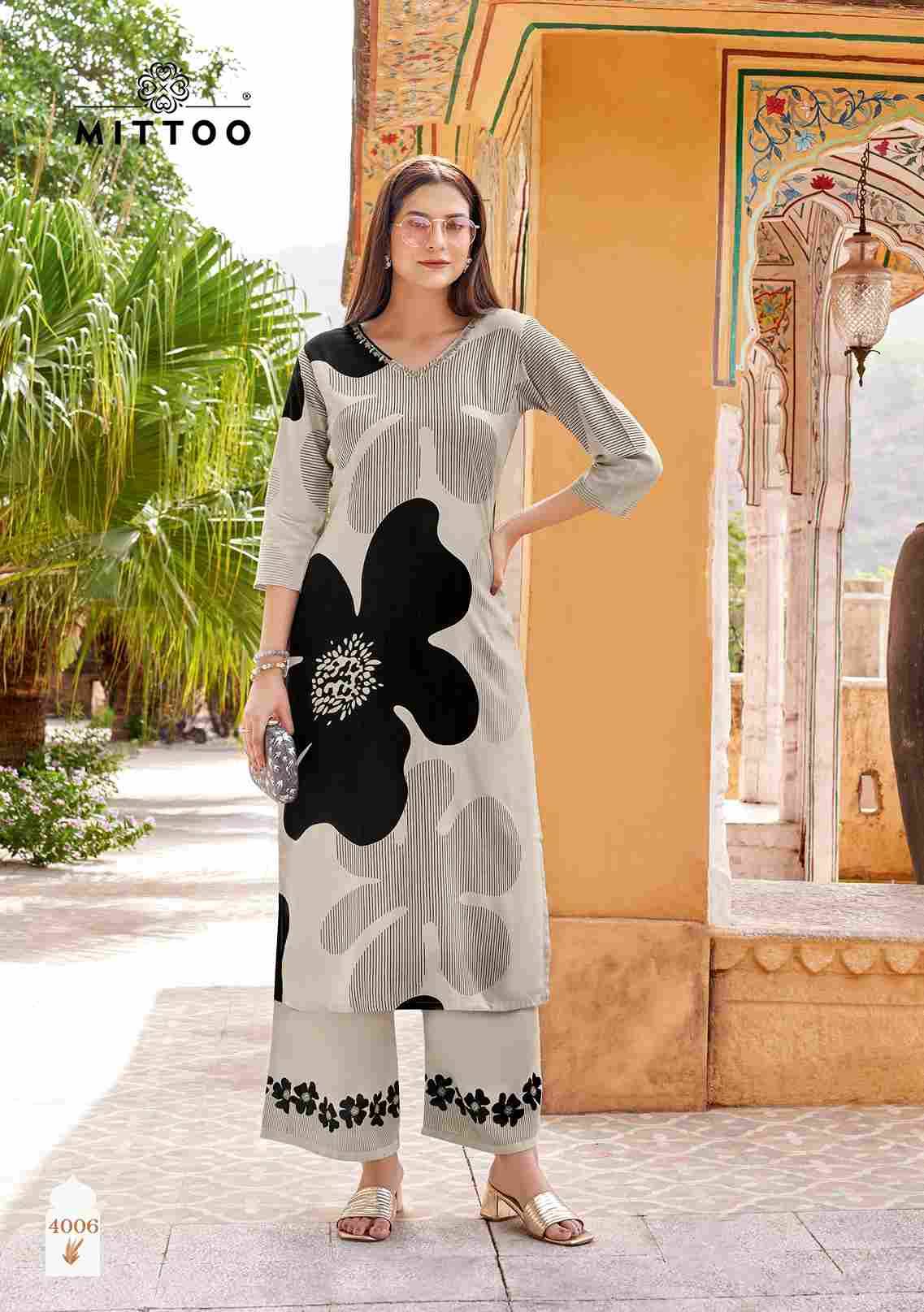 Naisha By Mittoo 4001 To 4006 Series Designer Stylish Fancy Colorful Beautiful Party Wear & Ethnic Wear Collection Rayon Print Kurtis With Bottom At Wholesale Price