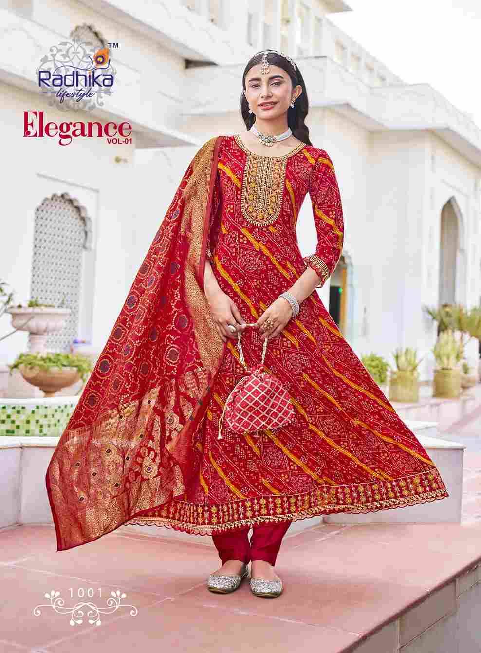Elegance Vol-1 By Radhika Lifestyle 1001 To 1008 Series Beautiful Festive Suits Colorful Stylish Fancy Casual Wear & Ethnic Wear Rayon Print Dresses At Wholesale Price