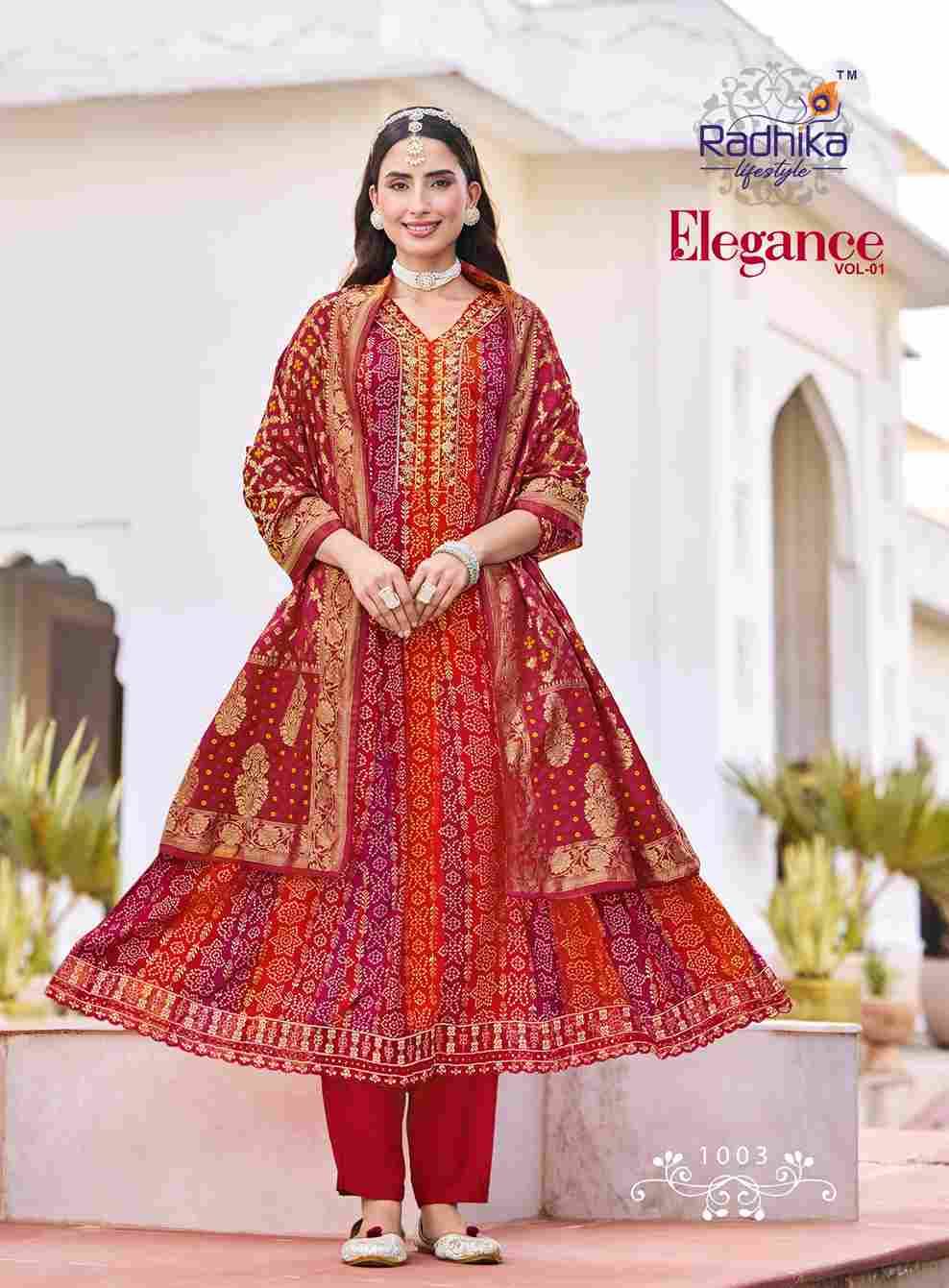 Elegance Vol-1 By Radhika Lifestyle 1001 To 1008 Series Beautiful Festive Suits Colorful Stylish Fancy Casual Wear & Ethnic Wear Rayon Print Dresses At Wholesale Price