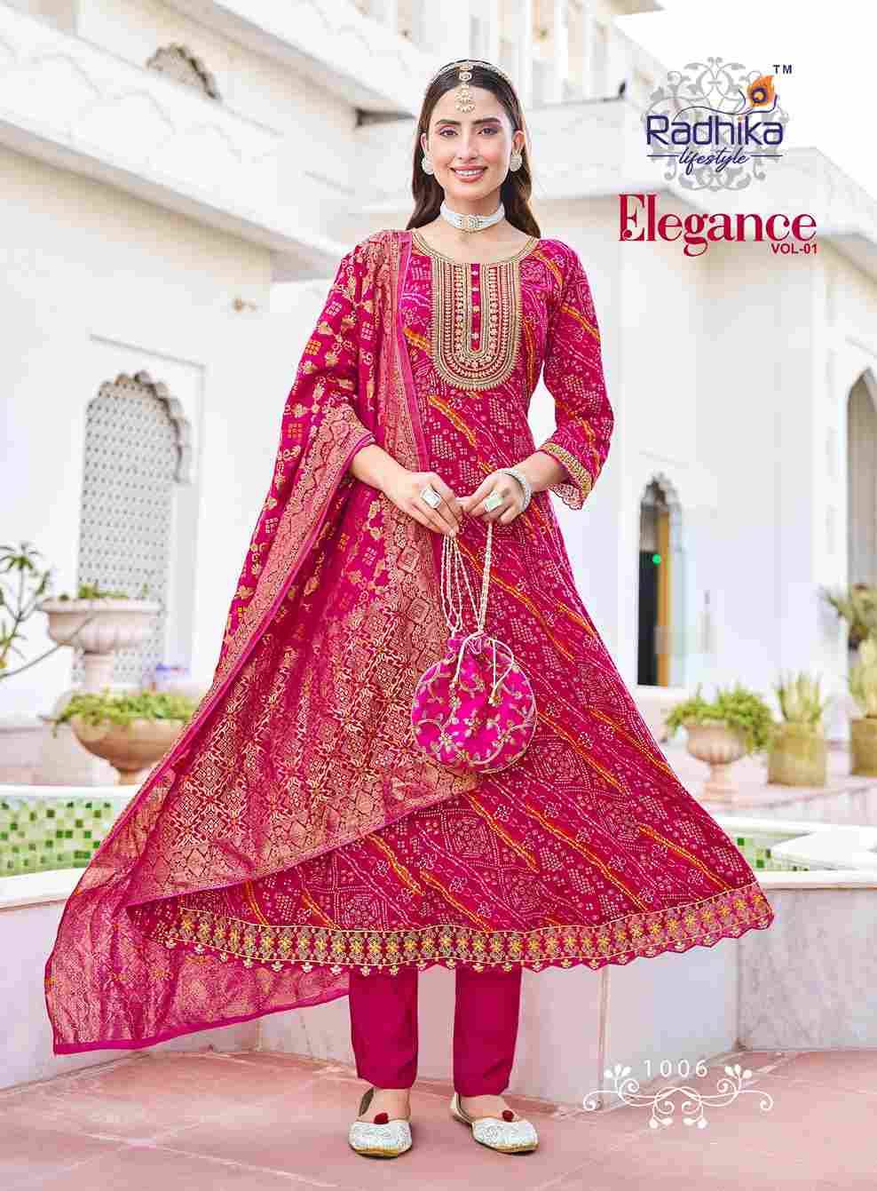 Elegance Vol-1 By Radhika Lifestyle 1001 To 1008 Series Beautiful Festive Suits Colorful Stylish Fancy Casual Wear & Ethnic Wear Rayon Print Dresses At Wholesale Price