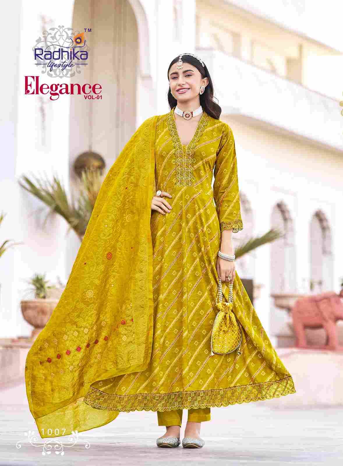 Elegance Vol-1 By Radhika Lifestyle 1001 To 1008 Series Beautiful Festive Suits Colorful Stylish Fancy Casual Wear & Ethnic Wear Rayon Print Dresses At Wholesale Price