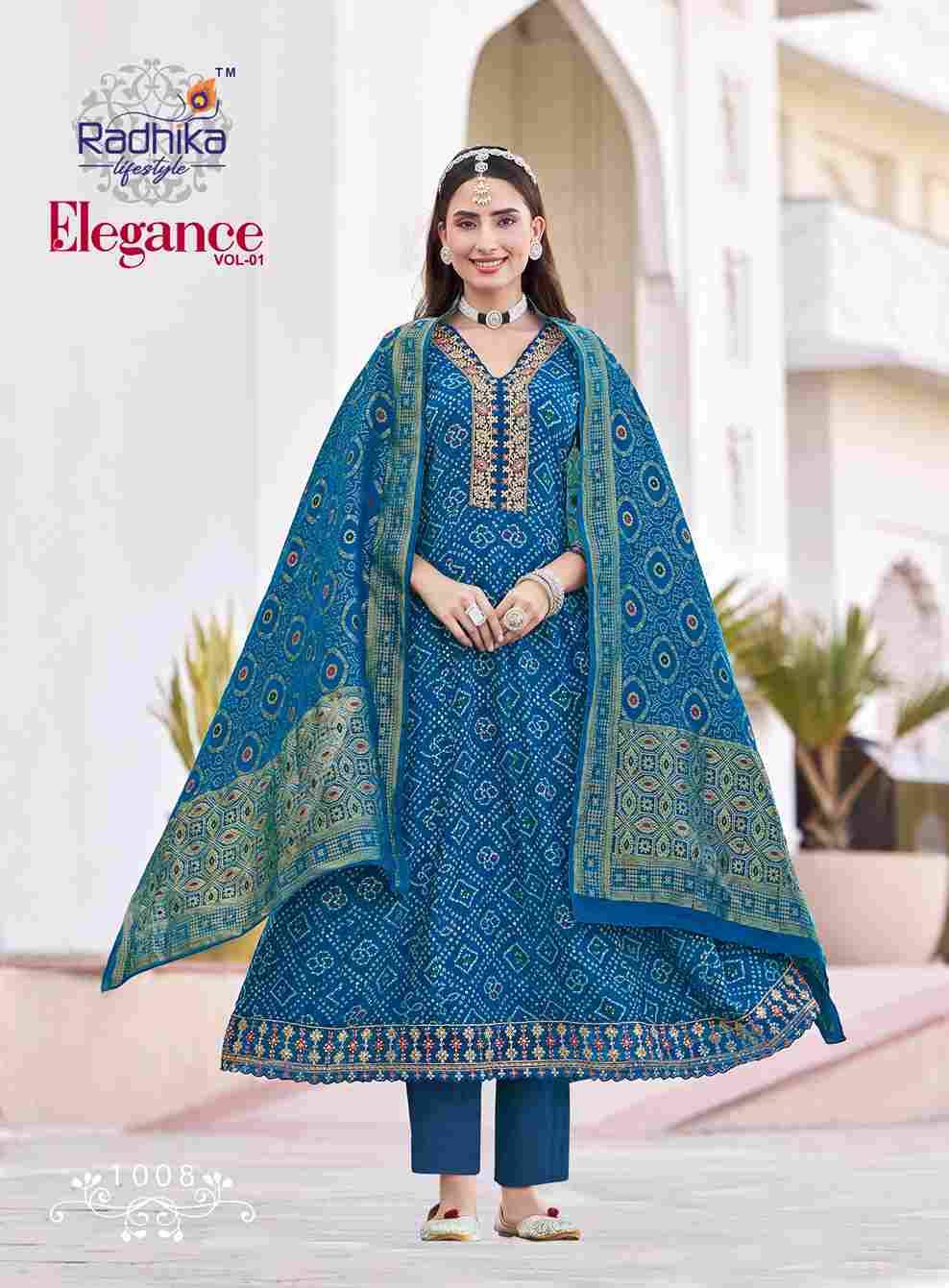Elegance Vol-1 By Radhika Lifestyle 1001 To 1008 Series Beautiful Festive Suits Colorful Stylish Fancy Casual Wear & Ethnic Wear Rayon Print Dresses At Wholesale Price