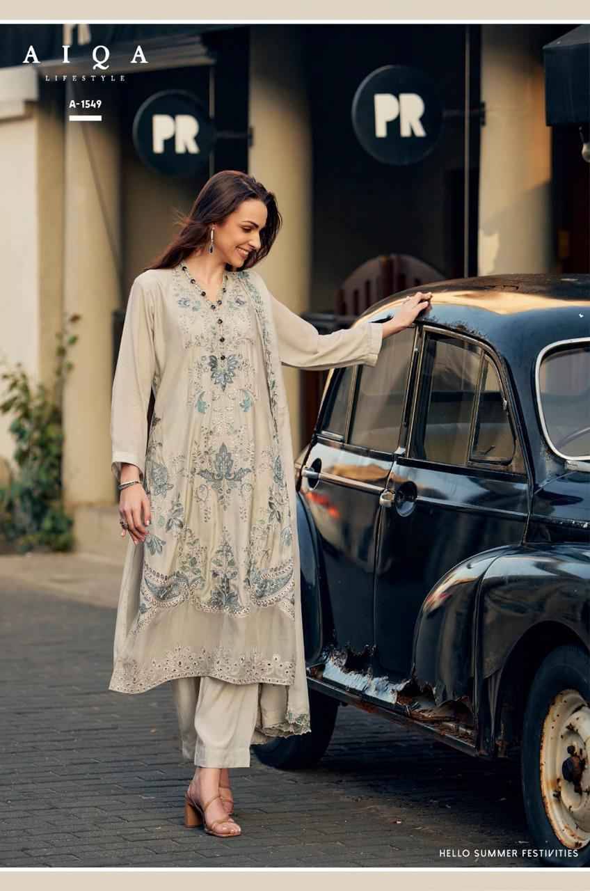 Wes By Aiqa 1549 To 1554 Series Beautiful Festive Suits Colorful Stylish Fancy Casual Wear & Ethnic Wear Pure Bemberg Silk With Work Dresses At Wholesale Price