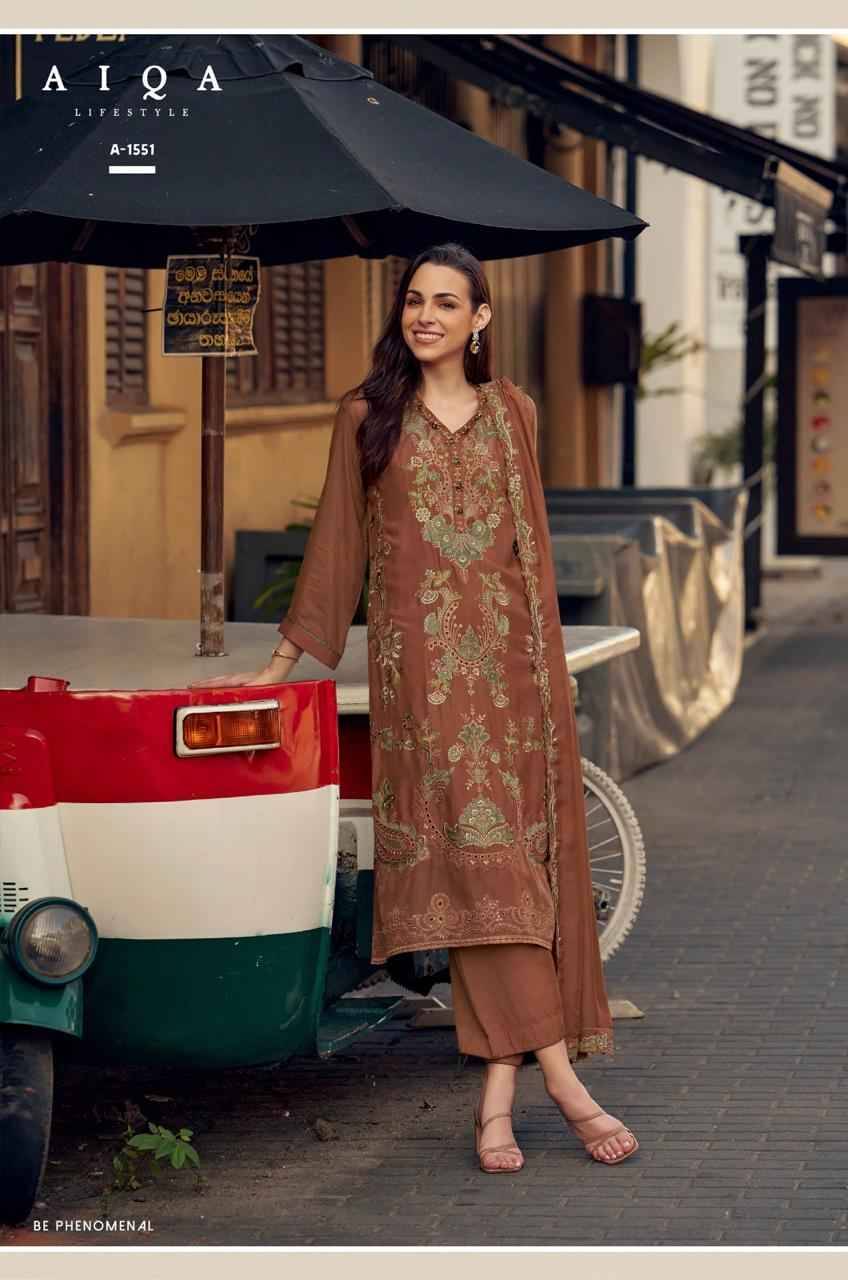 Wes By Aiqa 1549 To 1554 Series Beautiful Festive Suits Colorful Stylish Fancy Casual Wear & Ethnic Wear Pure Bemberg Silk With Work Dresses At Wholesale Price