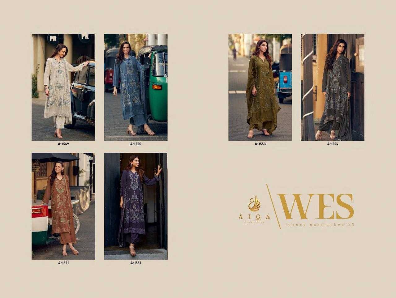 Wes By Aiqa 1549 To 1554 Series Beautiful Festive Suits Colorful Stylish Fancy Casual Wear & Ethnic Wear Pure Bemberg Silk With Work Dresses At Wholesale Price