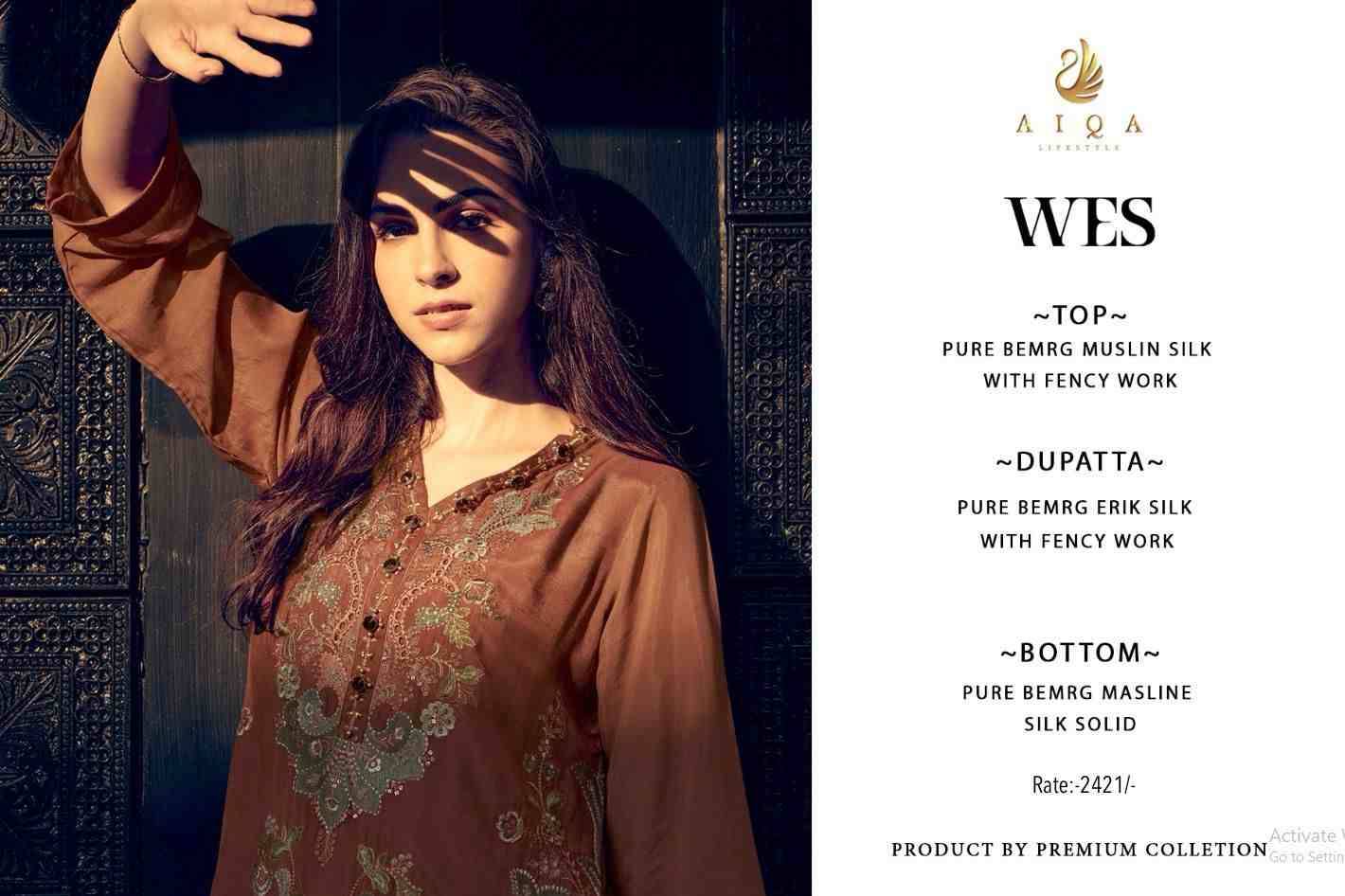 Wes By Aiqa 1549 To 1554 Series Beautiful Festive Suits Colorful Stylish Fancy Casual Wear & Ethnic Wear Pure Bemberg Silk With Work Dresses At Wholesale Price