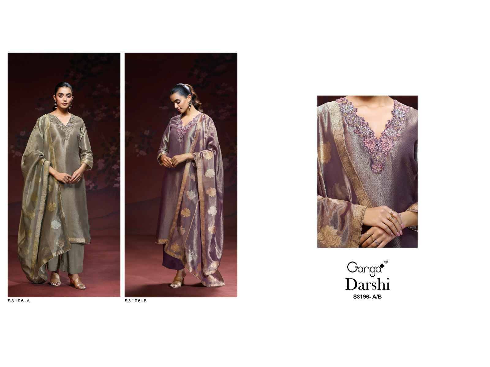 Darshi-3196 By Ganga Fashion 3196-A To 3796-B Series Beautiful Festive Suits Colorful Stylish Fancy Casual Wear & Ethnic Wear Pure Bemberg Silk Dresses At Wholesale Price