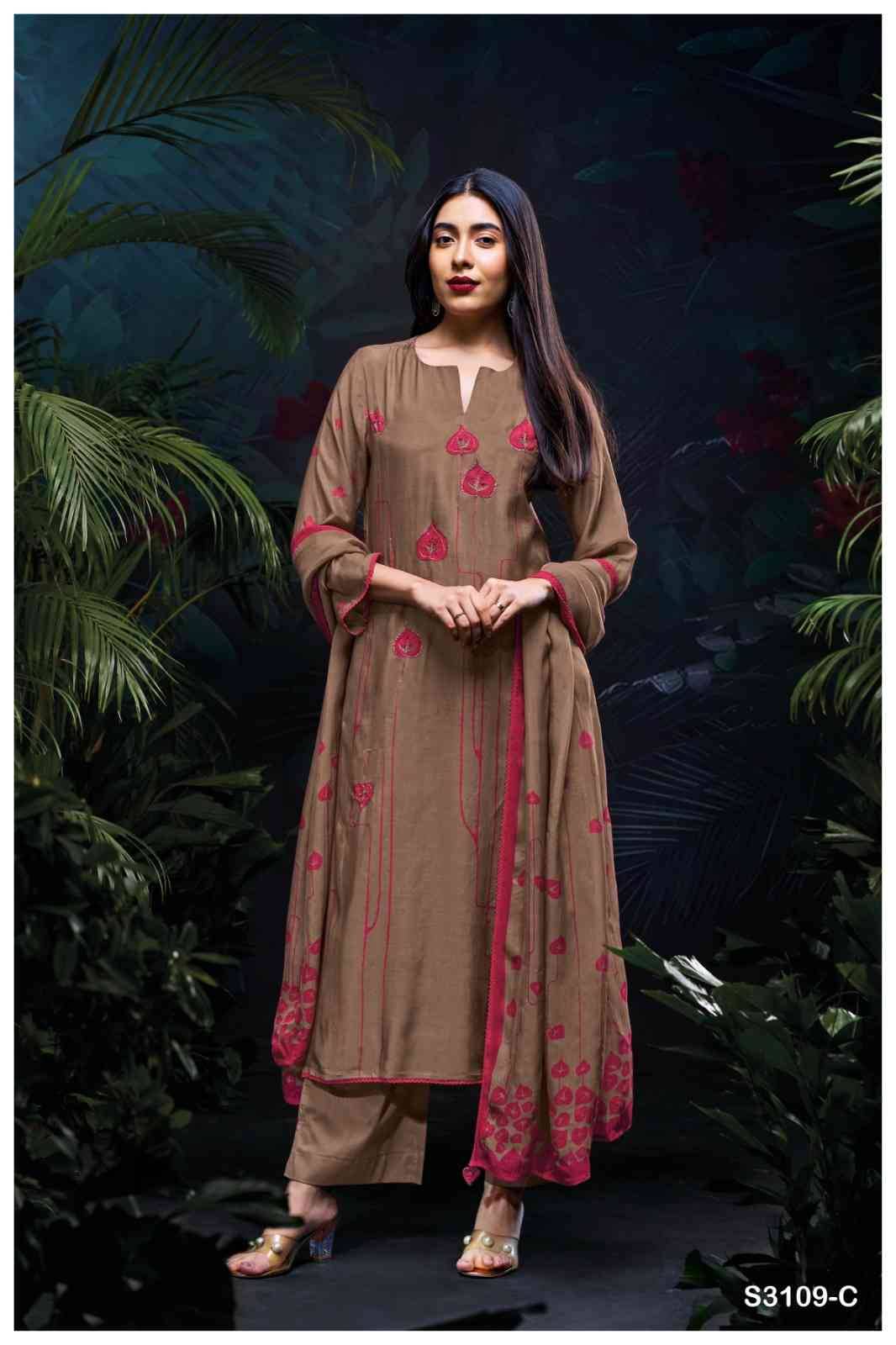 Sriti-3109 By Ganga Fashion 3109-A To 3109-D Series Beautiful Festive Suits Colorful Stylish Fancy Casual Wear & Ethnic Wear Pure Bemberg Silk Dresses At Wholesale Price