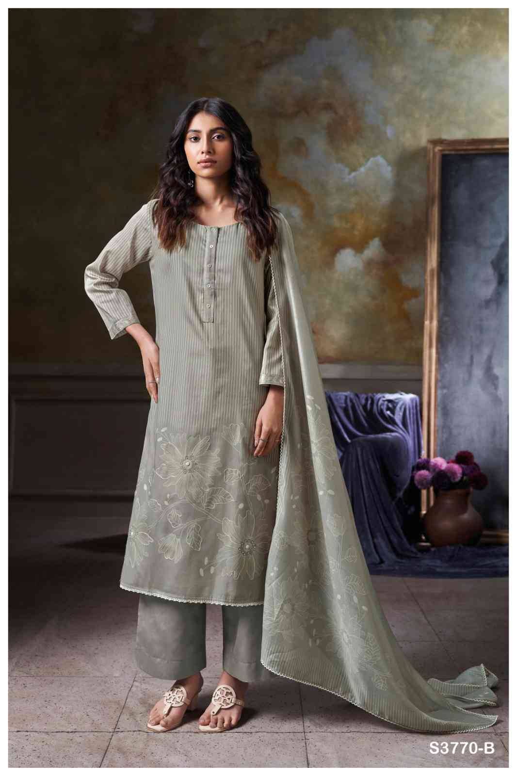 Junia-3770 By Ganga Fashion 3770-A To 3770-D Series Beautiful Festive Suits Colorful Stylish Fancy Casual Wear & Ethnic Wear Pure Cotton Satin Dresses At Wholesale Price