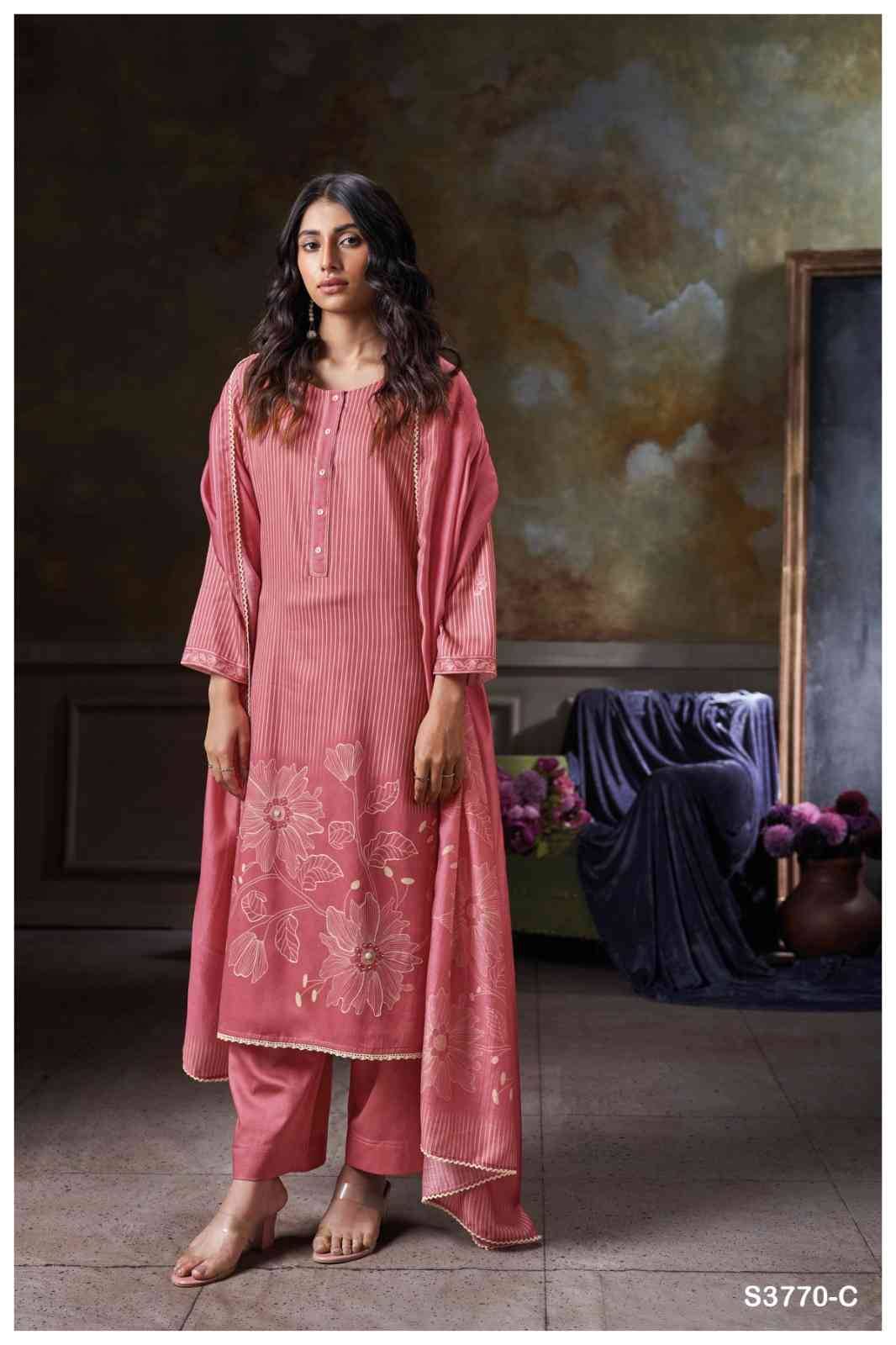 Junia-3770 By Ganga Fashion 3770-A To 3770-D Series Beautiful Festive Suits Colorful Stylish Fancy Casual Wear & Ethnic Wear Pure Cotton Satin Dresses At Wholesale Price