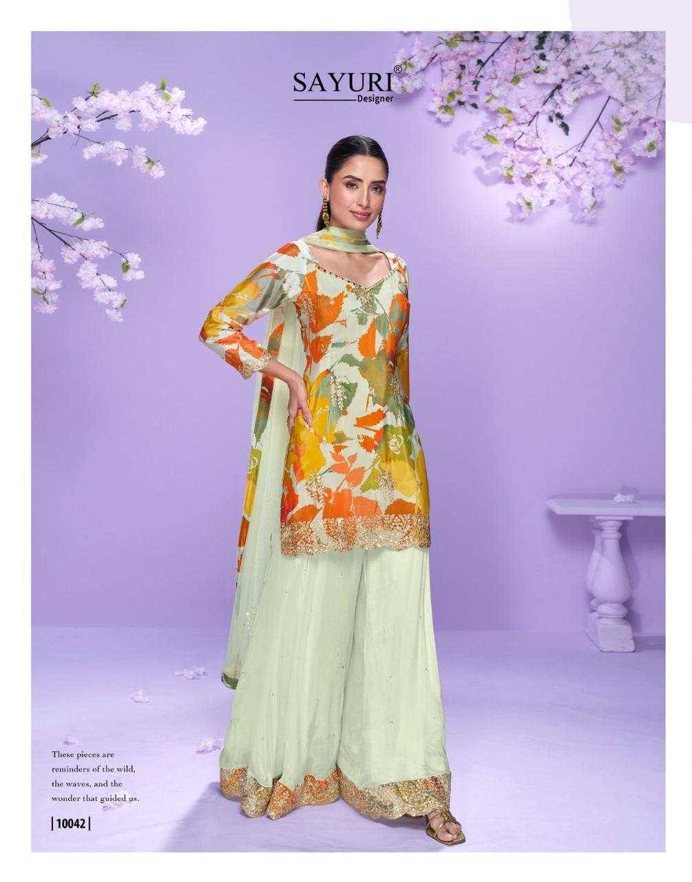 Vaani By Sayuri 10041 To 10044 Series Beautiful Sharara Suits Colorful Stylish Fancy Casual Wear & Ethnic Wear Chinnon Silk Dresses At Wholesale Price