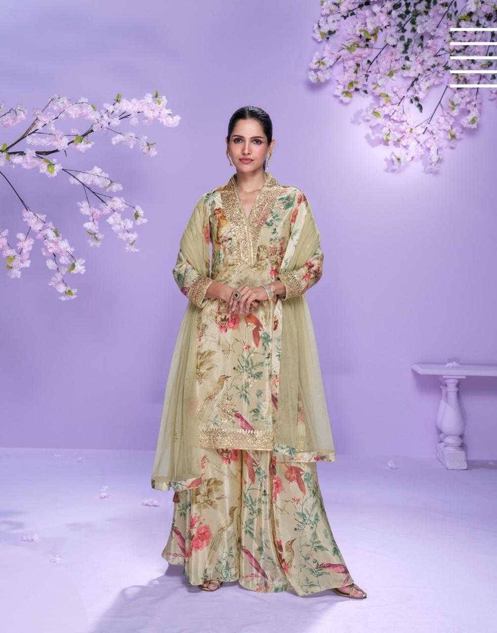 Vaani By Sayuri 10041 To 10044 Series Beautiful Sharara Suits Colorful Stylish Fancy Casual Wear & Ethnic Wear Chinnon Silk Dresses At Wholesale Price