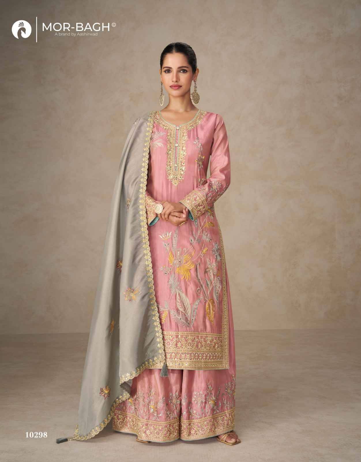 Radhya By Mor-Bagh 10297 To 10298 Series Beautiful Festive Suits Colorful Stylish Fancy Casual Wear & Ethnic Wear Simar Silk With Work Dresses At Wholesale Price