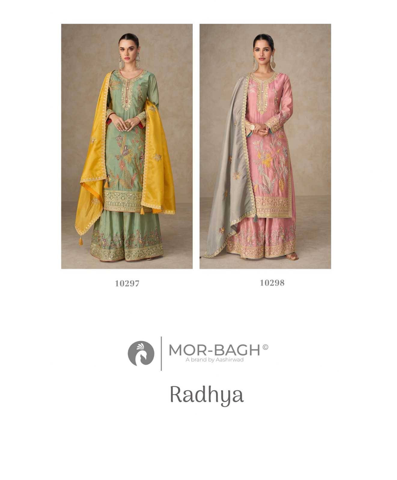 Radhya By Mor-Bagh 10297 To 10298 Series Beautiful Festive Suits Colorful Stylish Fancy Casual Wear & Ethnic Wear Simar Silk With Work Dresses At Wholesale Price