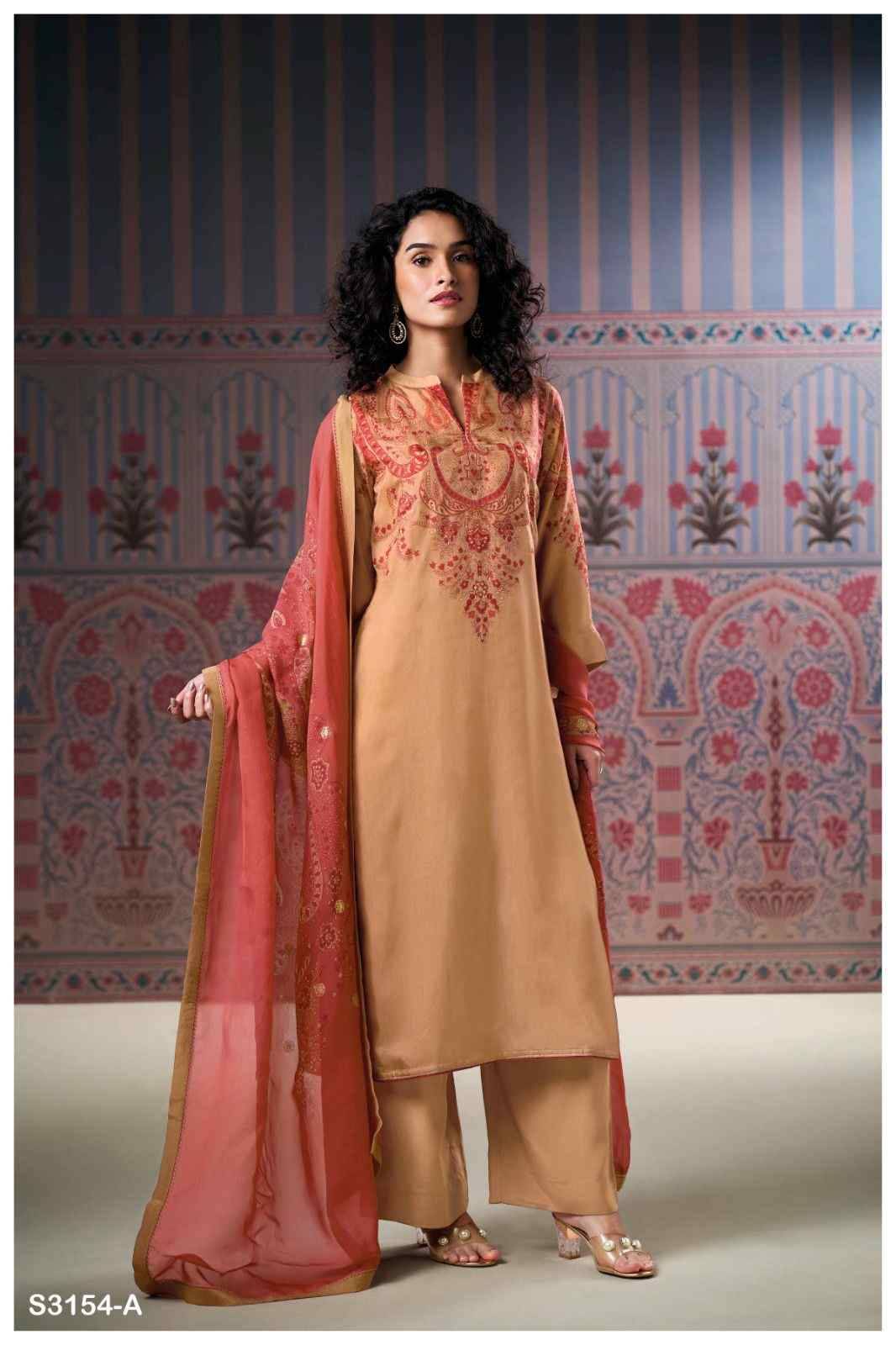 Wynda-3154 By Ganga Fashion 3154-A To 3154-D Series Beautiful Festive Suits Colorful Stylish Fancy Casual Wear & Ethnic Wear Pure Silk Dresses At Wholesale Price