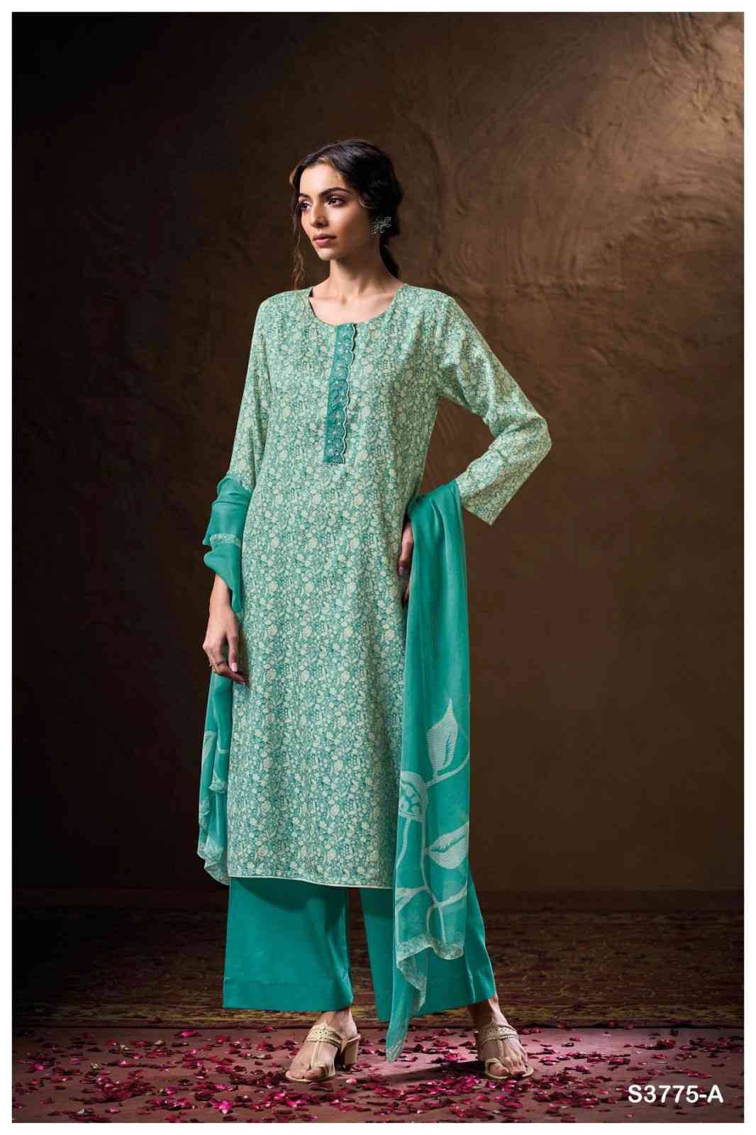 Veeral-3775 By Ganga Fashion 3775-A To 3775-D Series Beautiful Festive Suits Colorful Stylish Fancy Casual Wear & Ethnic Wear Cotton Satin Dresses At Wholesale Price