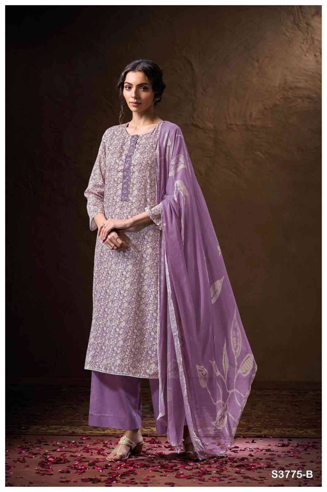 Veeral-3775 By Ganga Fashion 3775-A To 3775-D Series Beautiful Festive Suits Colorful Stylish Fancy Casual Wear & Ethnic Wear Cotton Satin Dresses At Wholesale Price