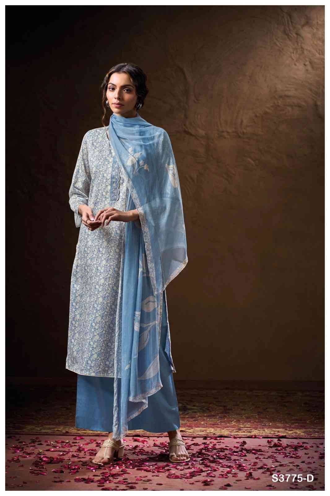 Veeral-3775 By Ganga Fashion 3775-A To 3775-D Series Beautiful Festive Suits Colorful Stylish Fancy Casual Wear & Ethnic Wear Cotton Satin Dresses At Wholesale Price