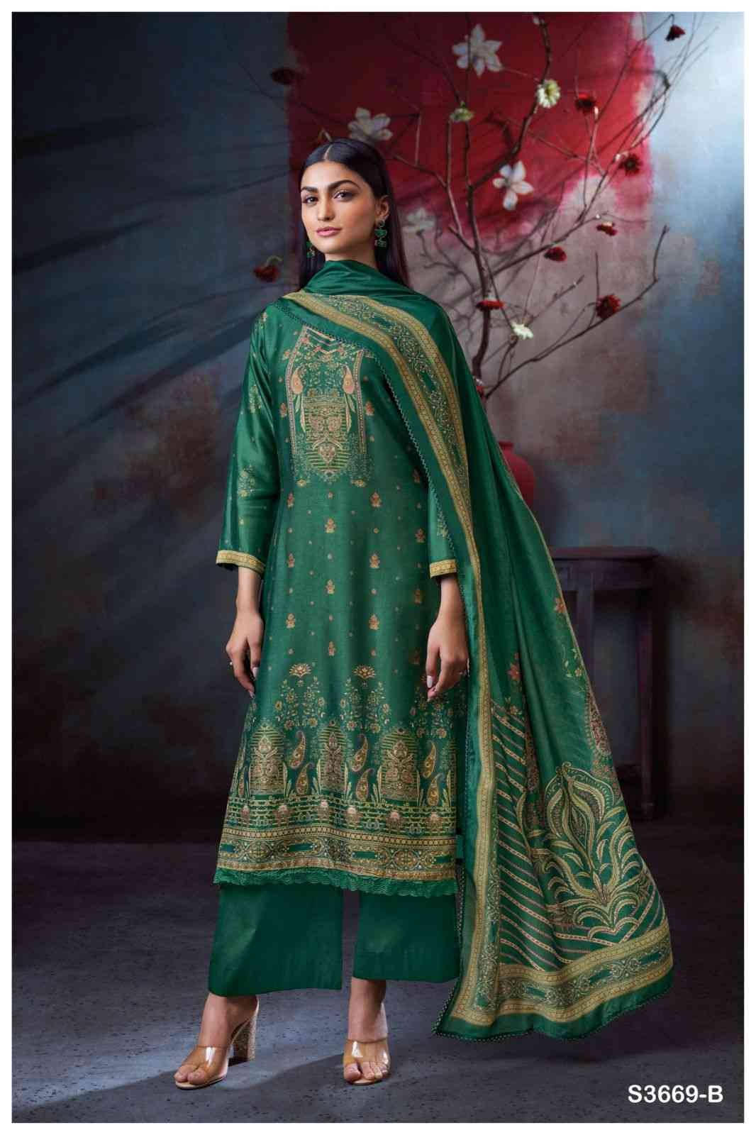 Blayra-3669 By Ganga Fashion 3669-A To 3669-D Series Beautiful Festive Suits Colorful Stylish Fancy Casual Wear & Ethnic Wear Pure Bemberg Silk Dresses At Wholesale Price