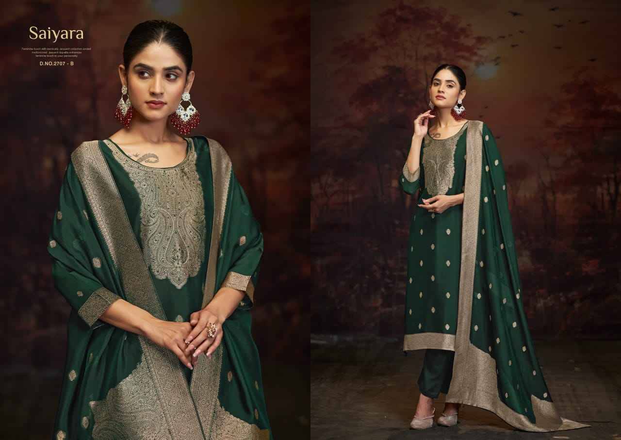 Saiyara By Sargam Prints 2707-A To 2707-D Series Beautiful Festive Suits Stylish Fancy Colorful Casual Wear & Ethnic Wear Pure Viscose Silk Jacquard Print Dresses At Wholesale Price