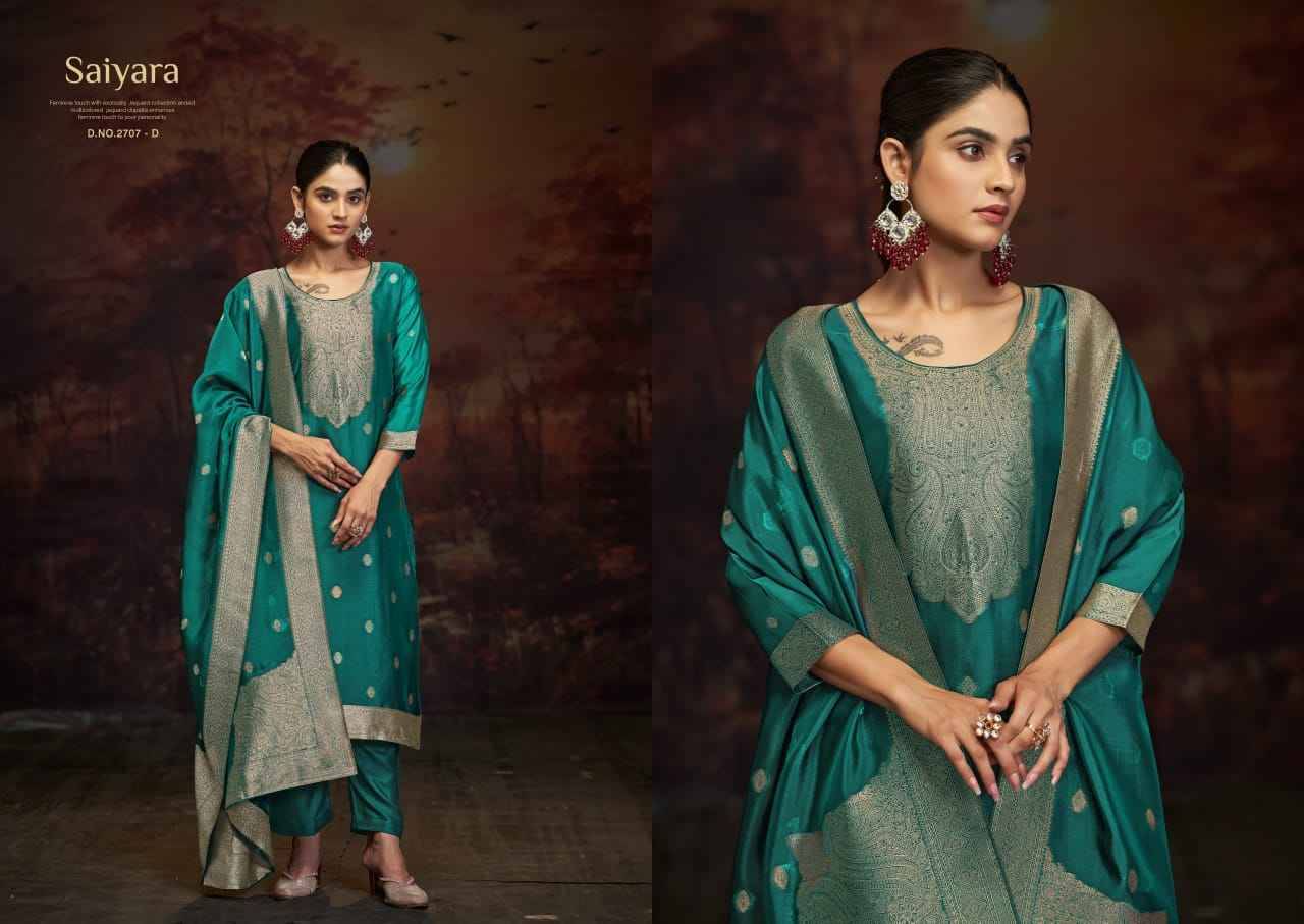 Saiyara By Sargam Prints 2707-A To 2707-D Series Beautiful Festive Suits Stylish Fancy Colorful Casual Wear & Ethnic Wear Pure Viscose Silk Jacquard Print Dresses At Wholesale Price