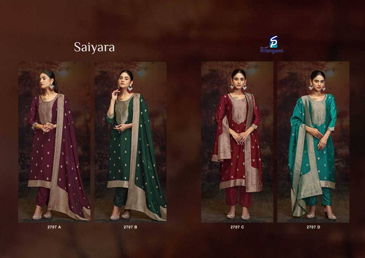 Saiyara By Sargam Prints 2707-A To 2707-D Series Beautiful Festive Suits Stylish Fancy Colorful Casual Wear & Ethnic Wear Pure Viscose Silk Jacquard Print Dresses At Wholesale Price