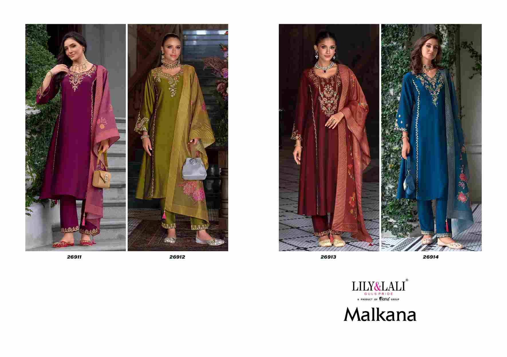 Malkana By Lily And Lali 26911 To 26914 Series Beautiful Festive Suits Colorful Stylish Fancy Casual Wear & Ethnic Wear Viscose Silk Embroidery Dresses At Wholesale Price