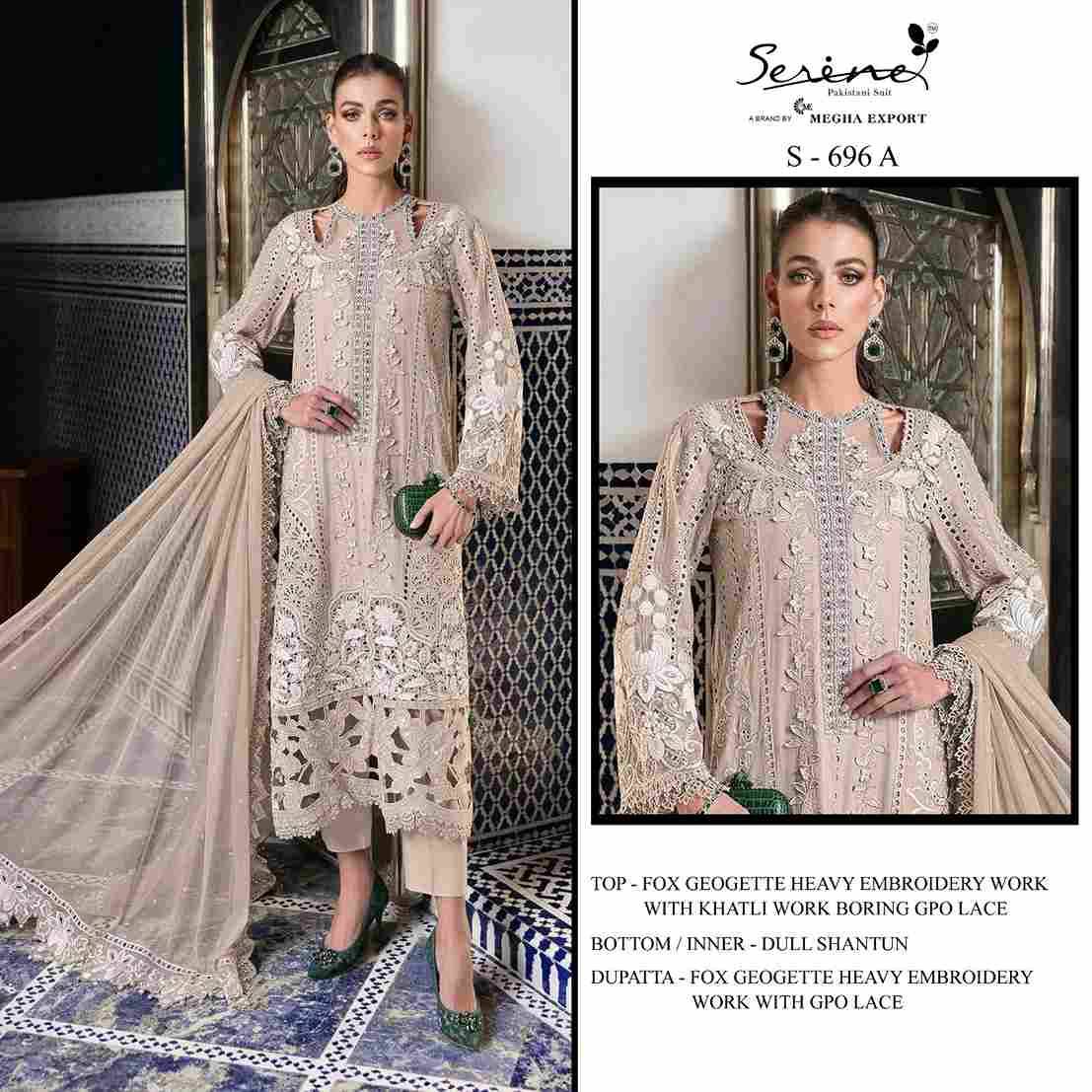 Serene Hit Design S-695 Colours By Serene S-695-A To S-695-D Series Designer Pakistani Suits Beautiful Fancy Colorful Stylish Party Wear & Occasional Wear Faux Georgette Embroidered Dresses At Wholesale Price