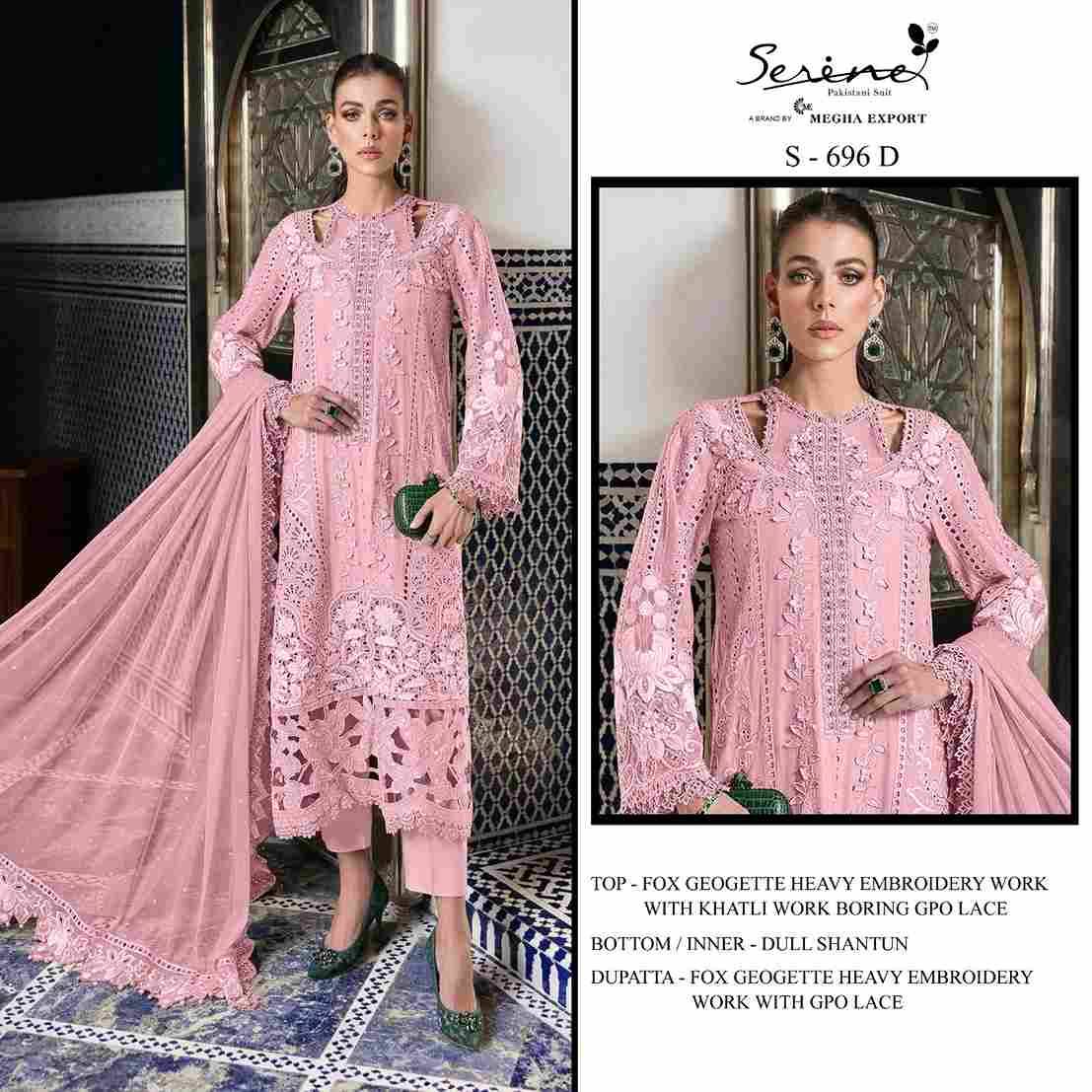 Serene Hit Design S-695 Colours By Serene S-695-A To S-695-D Series Designer Pakistani Suits Beautiful Fancy Colorful Stylish Party Wear & Occasional Wear Faux Georgette Embroidered Dresses At Wholesale Price