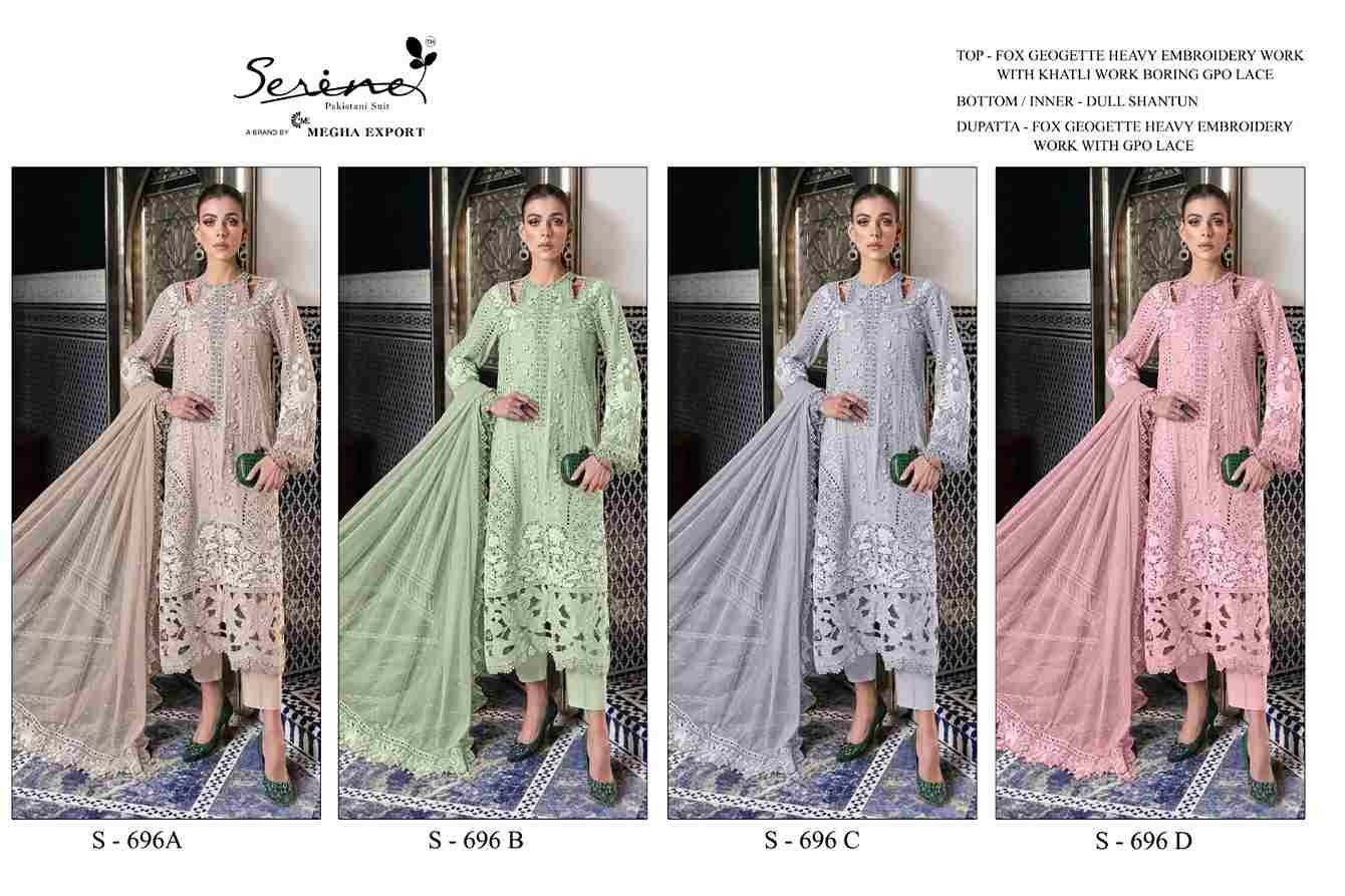 Serene Hit Design S-695 Colours By Serene S-695-A To S-695-D Series Designer Pakistani Suits Beautiful Fancy Colorful Stylish Party Wear & Occasional Wear Faux Georgette Embroidered Dresses At Wholesale Price
