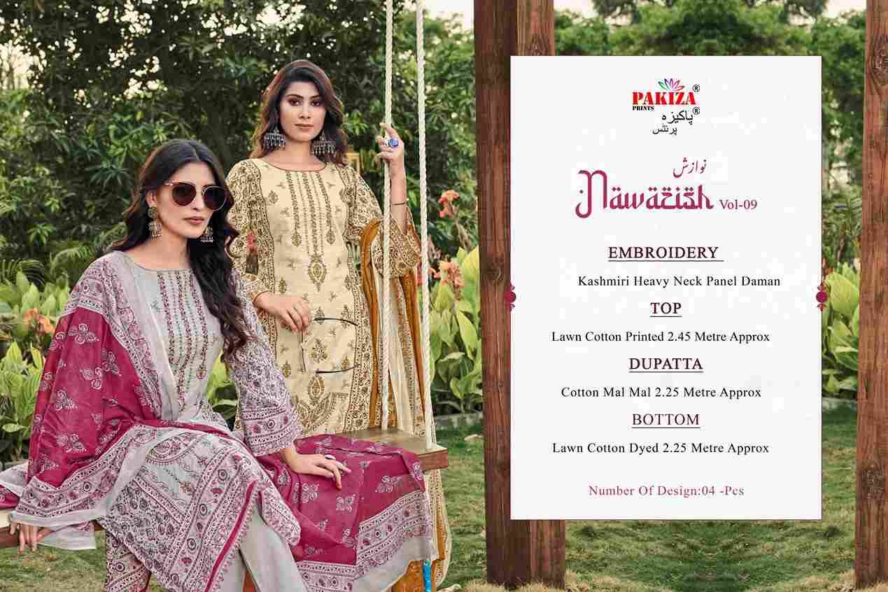 Nawazish Vol-09 By Pakiza Prints 9001 To 9004 Series Beautiful Festive Suits Stylish Fancy Colorful Party Wear & Occasional Wear Lawn Cotton Print Dresses At Wholesale Price